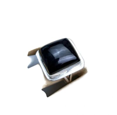 Natural Caribbean Polished Black Coral Stone Ring Handmade