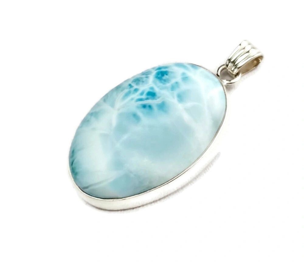 2 "in. Dominican Nice Blue Larimar Stone Pendant Handmade