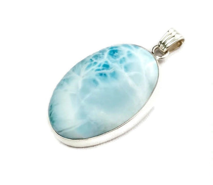 2 "in. Dominican Nice Blue Larimar Stone Pendant Handmade