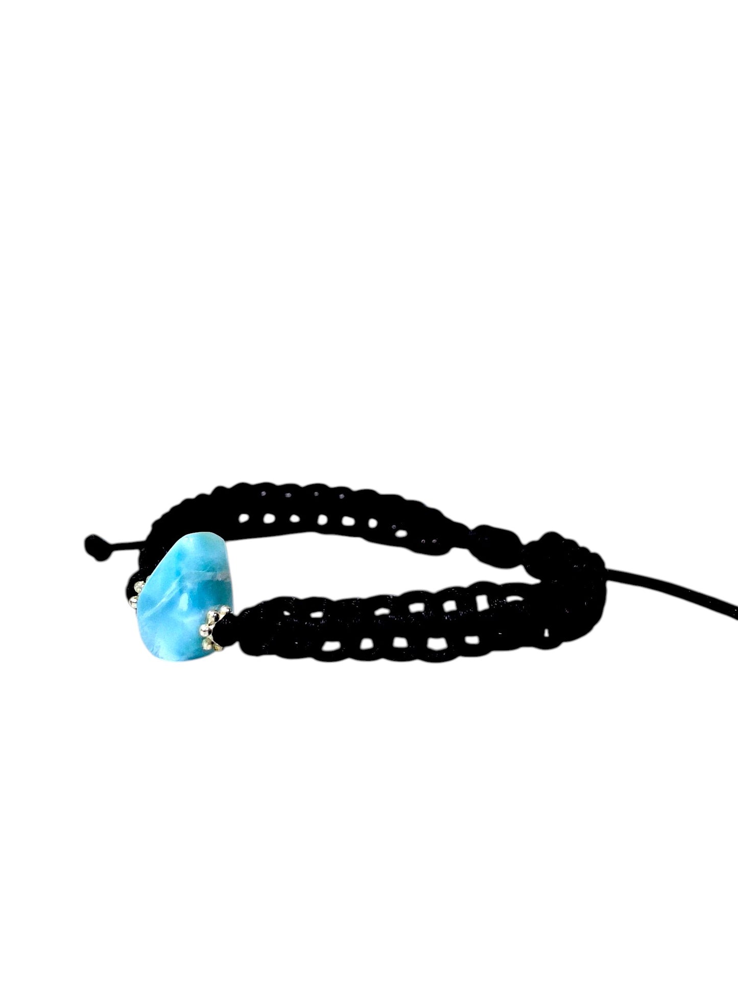Nice Blue Larimar Stone Nylon Cord Handmade Bracelet Men / Women