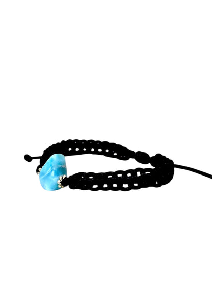 Nice Blue Larimar Stone Nylon Cord Handmade Bracelet Men / Women