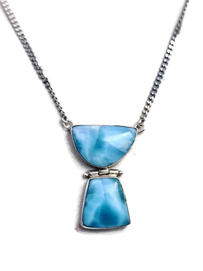 Dominican Nice Deep Blue Larimar Stone Necklace Handcrafted