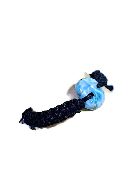 Nice Blue Larimar Stone Nylon Cord Handmade Bracelet Men / Women