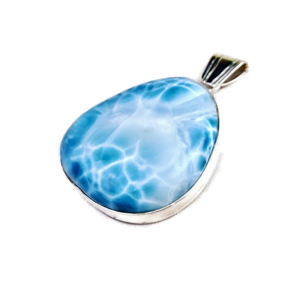 2.6 "in. Dominican Nice Deep Blue Larimar Stone Pendant Handmade
