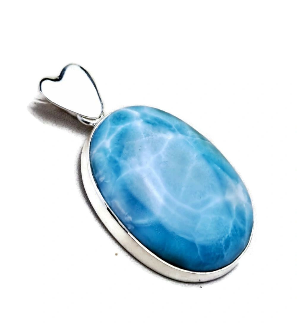 2.7 "in. Dominican Nice Deep Blue Larimar Stone Pendant Handmade