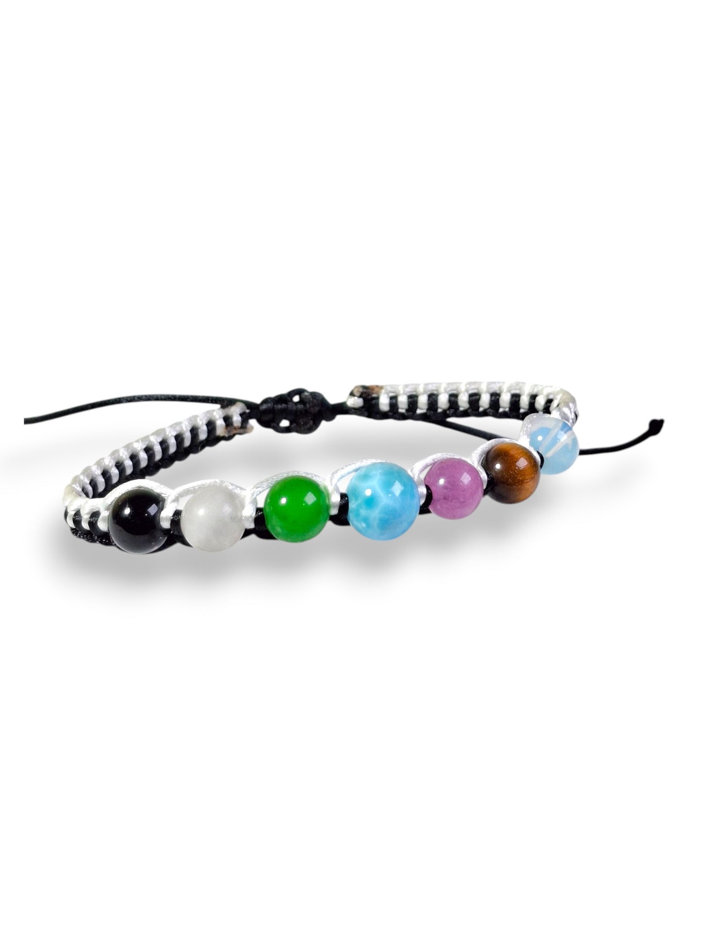7 Chackras Blue Larimar Stones Nylon Cord Handmade Bracelet Men / Women