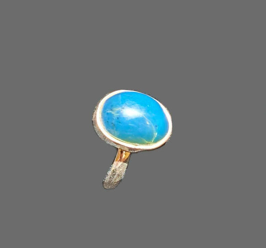 Sterling Silver Beautiful Dominican Blue Amber Stone Ring Handmade