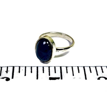 Sterling Silver Beautiful Dominican Blue Amber Stone Ring Handmade