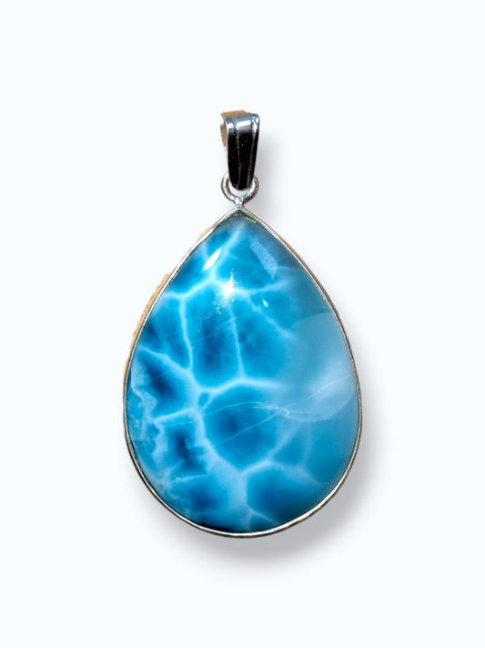 2.6 "in. Dominican Deep Blue Larimar Stone Pendant Handmade