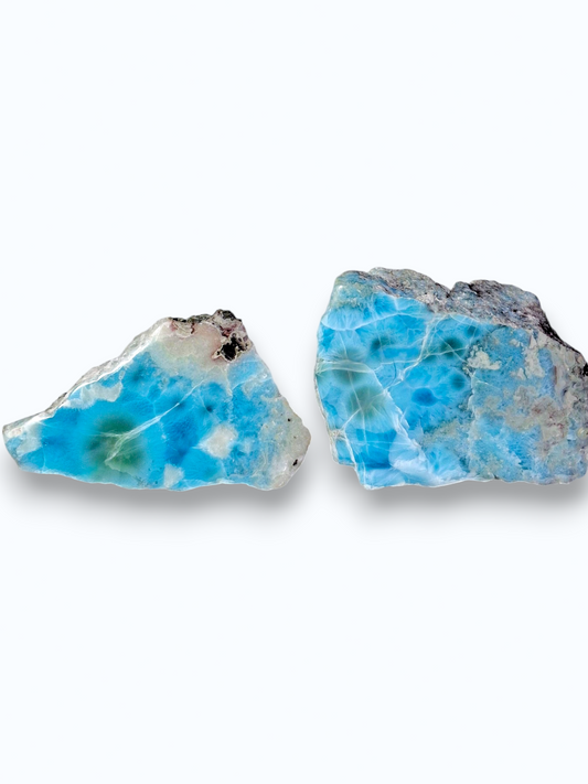 160 g Partially Polished Natural Dominican Blue Larimar Stone Specimen Healing