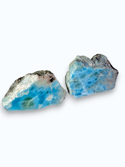 160 g Partially Polished Natural Dominican Blue Larimar Stone Specimen Healing