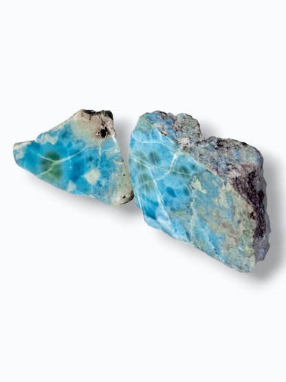 160 g Partially Polished Natural Dominican Blue Larimar Stone Specimen Healing
