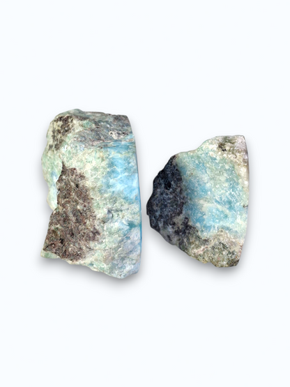 160 g Partially Polished Natural Dominican Blue Larimar Stone Specimen Healing