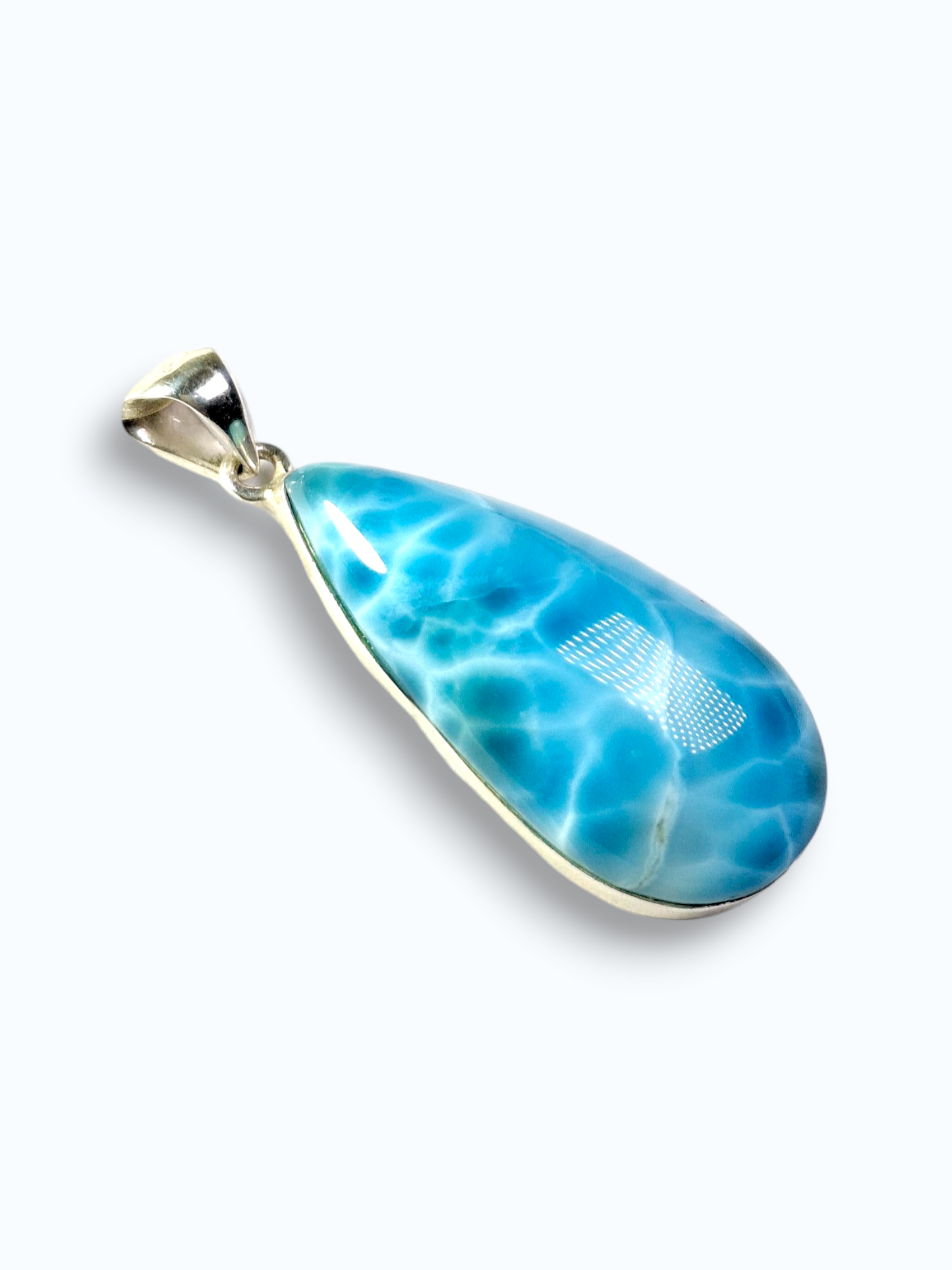 2.1"in. Dominican Deep Blue Larimar Stone Pendant Handmade