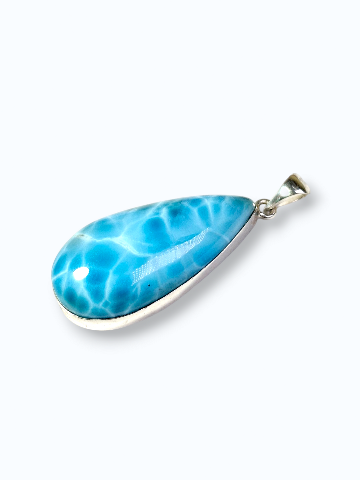 2.1"in. Dominican Deep Blue Larimar Stone Pendant Handmade
