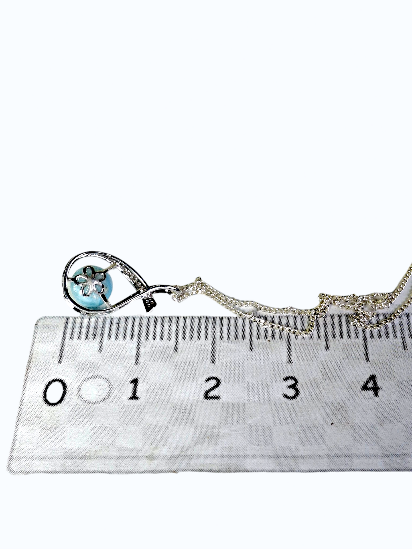 1.2"in. Dominican  Blue Larimar Stone Sphere Pendant / Chain  Set