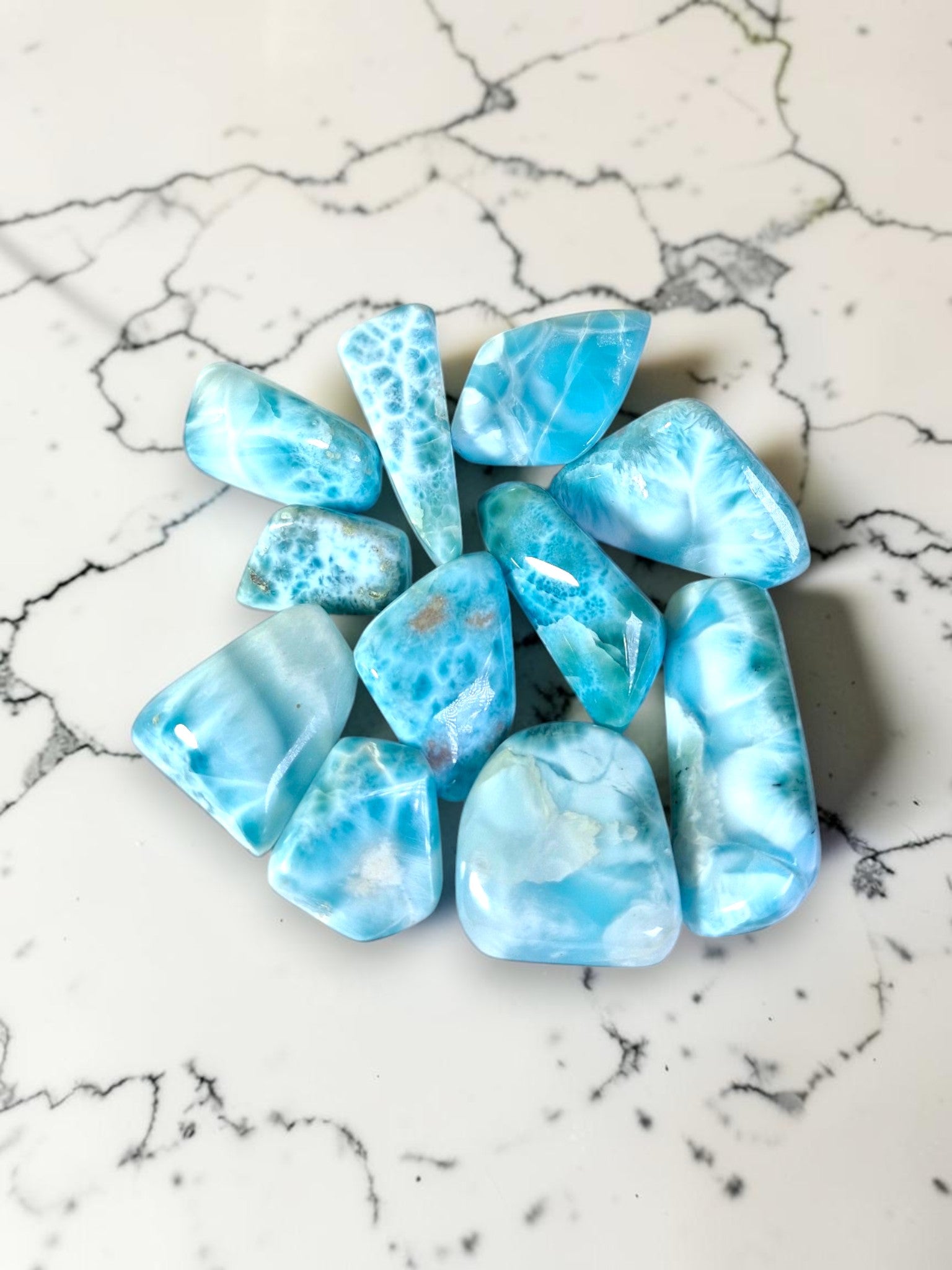 103 g Full Polished Natural Dominican Sky Blue Larimar Stone Specimen Healing