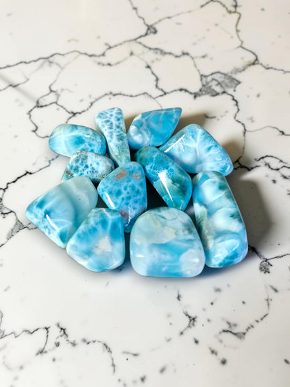 103 g Full Polished Natural Dominican Sky Blue Larimar Stone Specimen Healing