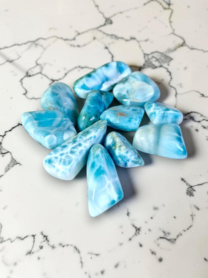 103 g Full Polished Natural Dominican Sky Blue Larimar Stone Specimen Healing