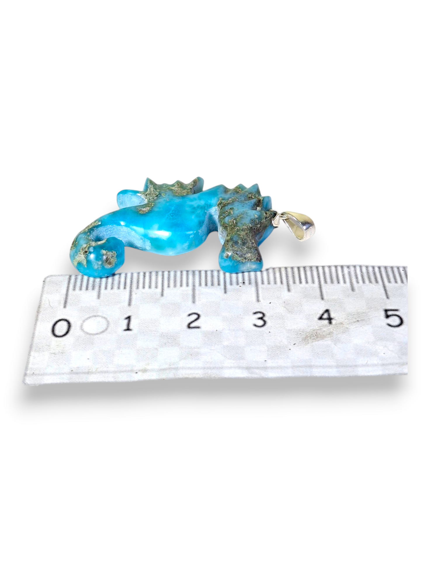 HQ Carved SeaHorse Dominican Nice Deep Blue Larimar Stone Pendant Handmade