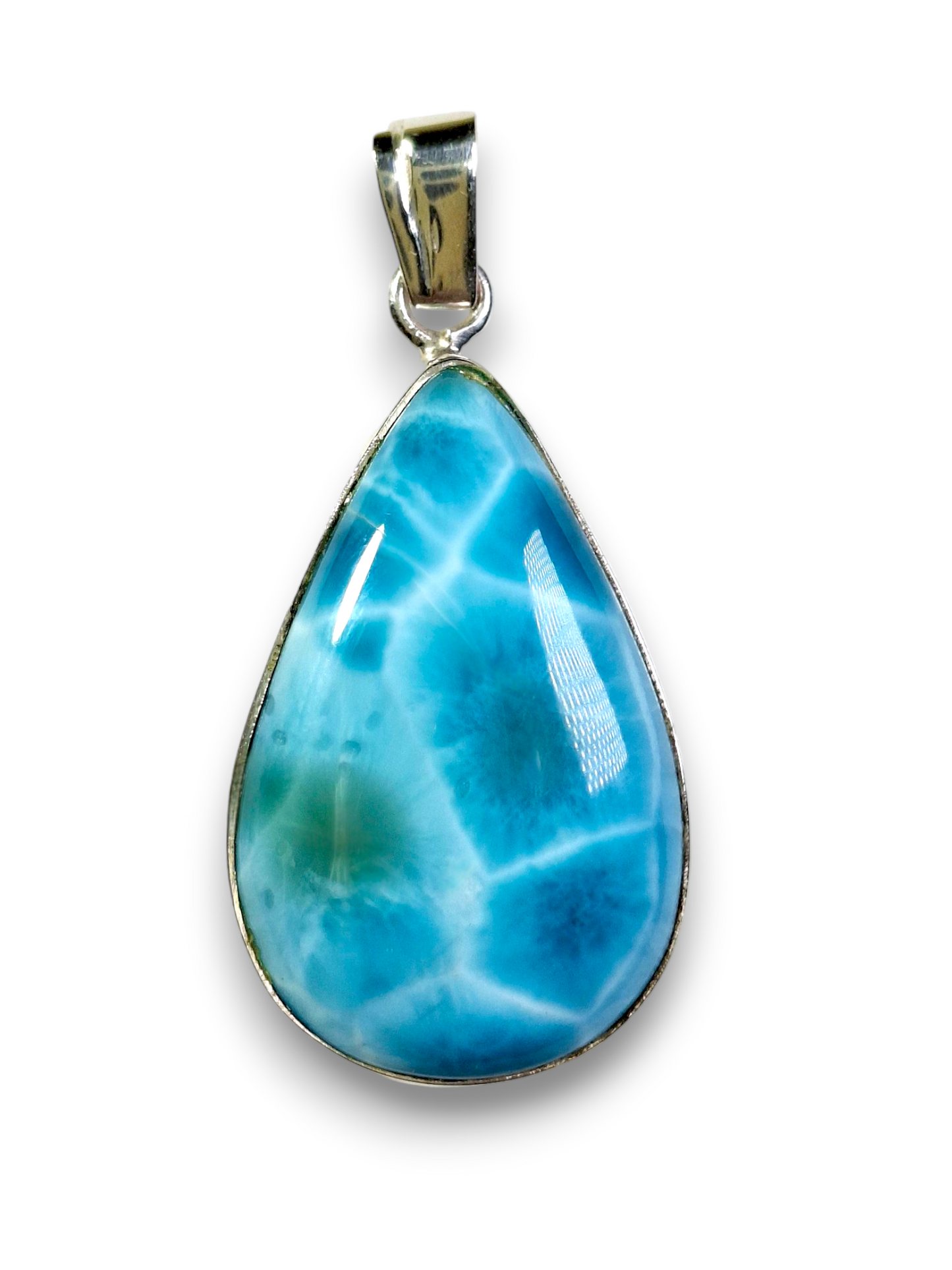 1.9"in. Dominican Deep Blue Larimar Stone Pendant Handcrafted