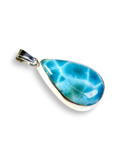 1.9"in. Dominican Deep Blue Larimar Stone Pendant Handcrafted