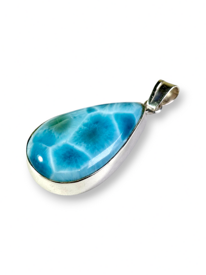1.9"in. Dominican Deep Blue Larimar Stone Pendant Handcrafted