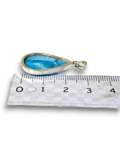 1.9"in. Dominican Deep Blue Larimar Stone Pendant Handcrafted
