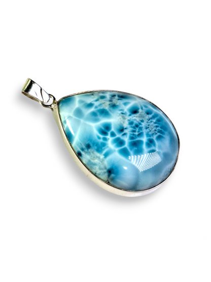 2.4" in. Dominican Deep Blue Larimar Stone Pendant Handcrafted