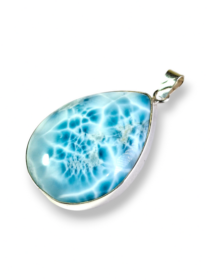 2.4" in. Dominican Deep Blue Larimar Stone Pendant Handcrafted