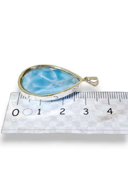 2.4" in. Dominican Deep Blue Larimar Stone Pendant Handcrafted