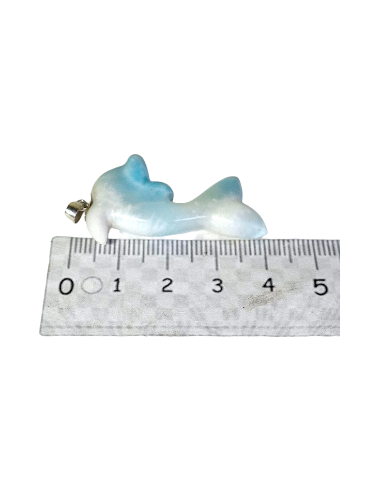 Natural Larimar Dolphin Pendant 925 Sterling Silver Hand Carved Dominican Blue Gemstone Necklace