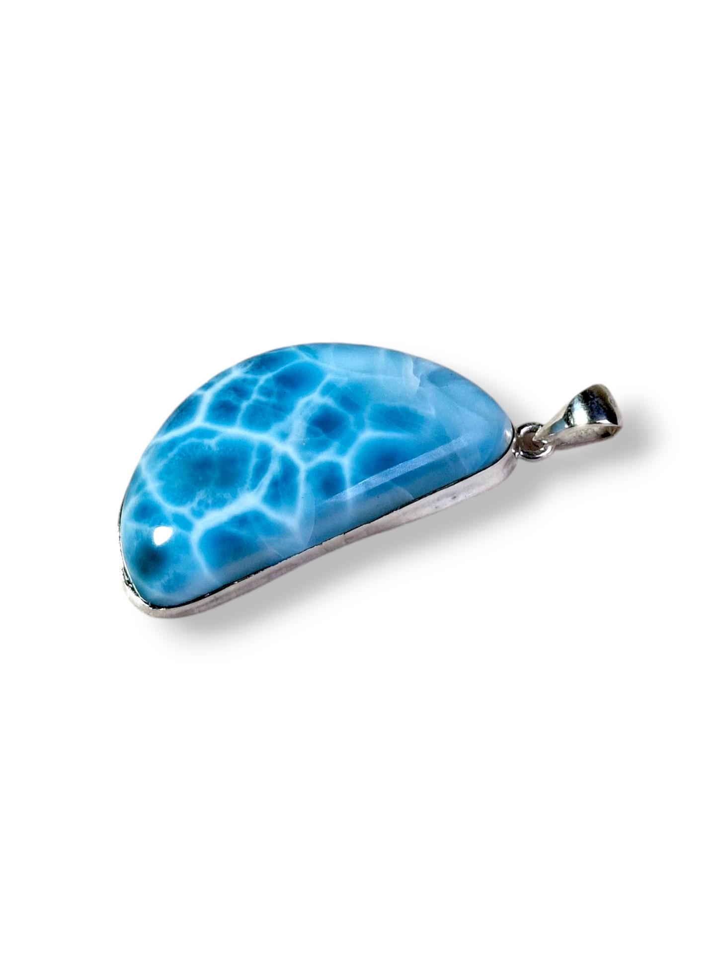 Larimar Pendant Sterling Silver  Natural Dominican Blue Gemstone Handmade