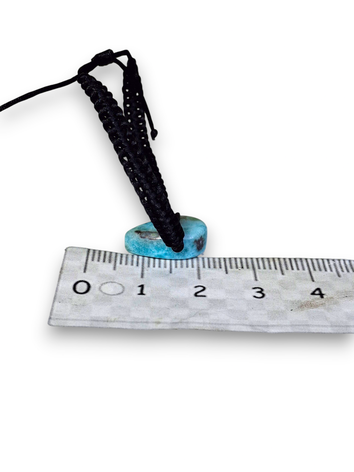 Natural Larimar Teardrop Bracelet Adjustable Macrame Woven Black Dominican Blue Gemstone Boho