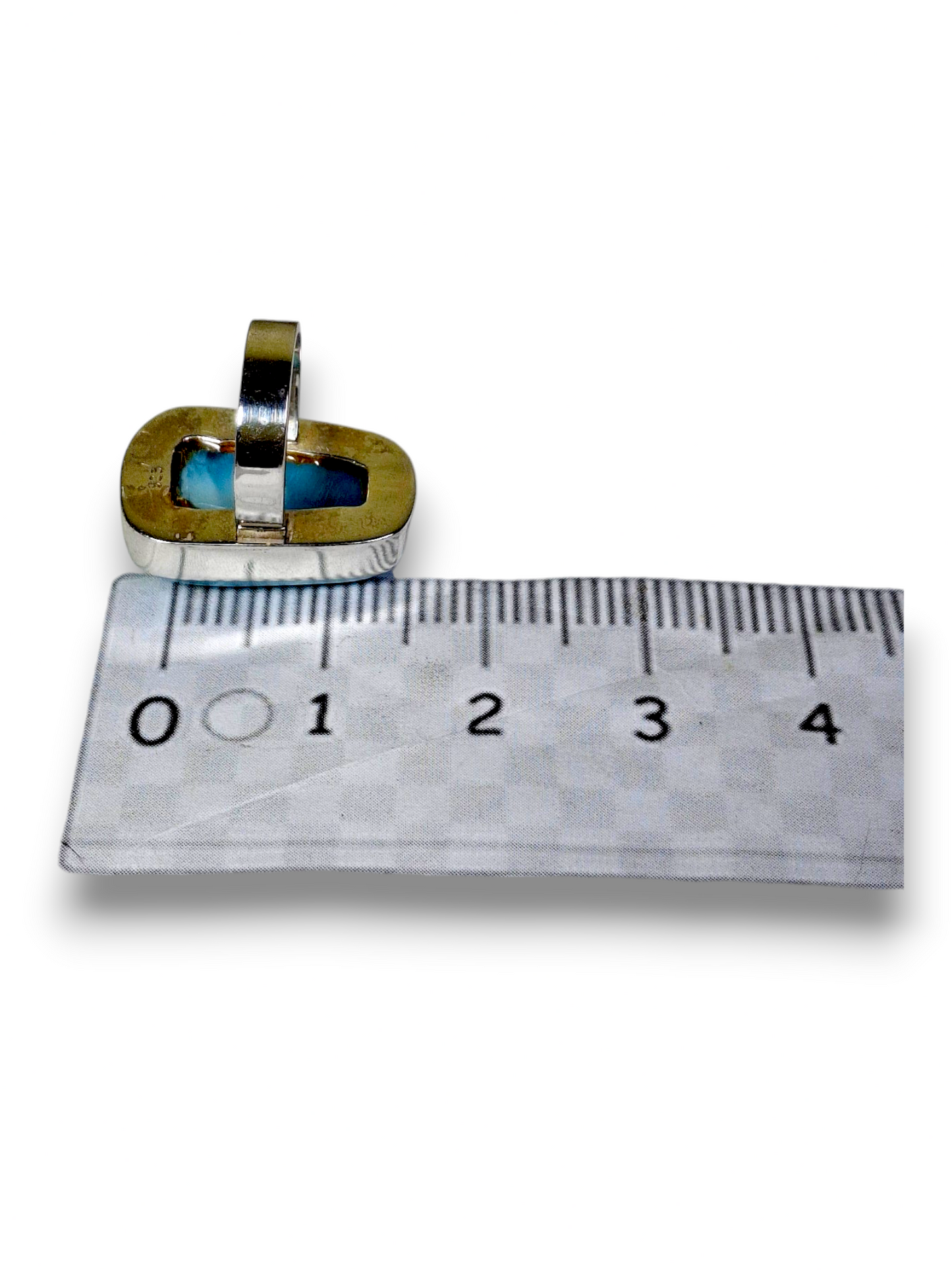 Larimar Cushion Rectangle Ring 925 SSilver Statement Dominican Blue Gemstone