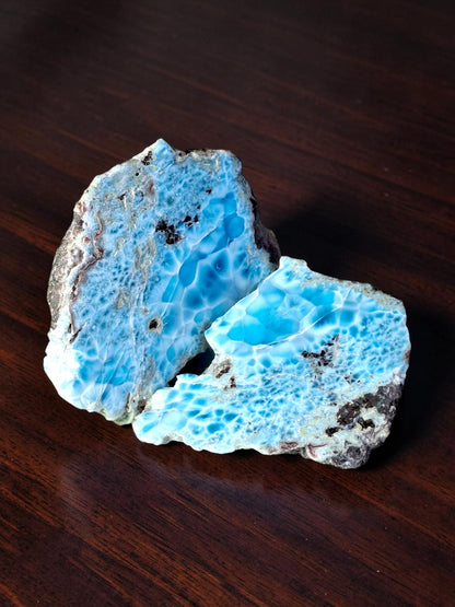 540g Natural Larimar Stone Slab Polished Specimen Rare Blue Pectolite Dominican