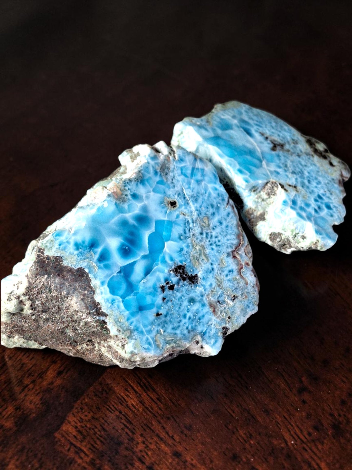 540g Natural Larimar Stone Slab Polished Specimen Rare Blue Pectolite Dominican