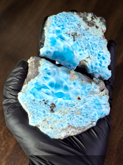 540g Natural Larimar Stone Slab Polished Specimen Rare Blue Pectolite Dominican