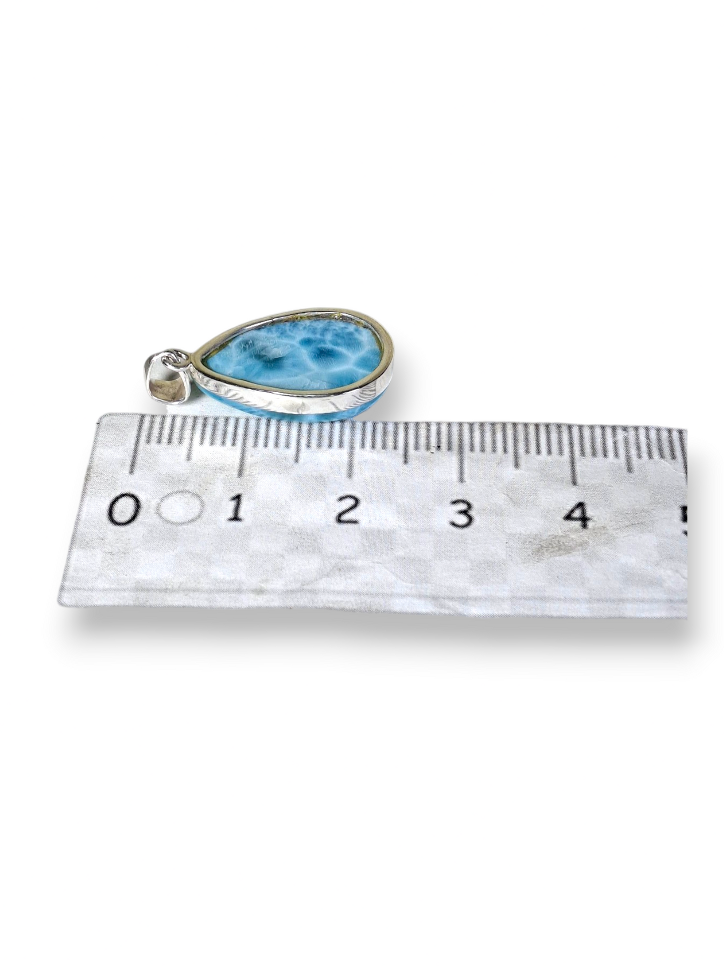 Larimar Pendant Sterling Silver  Natural Dominican Blue Gemstone Handmade