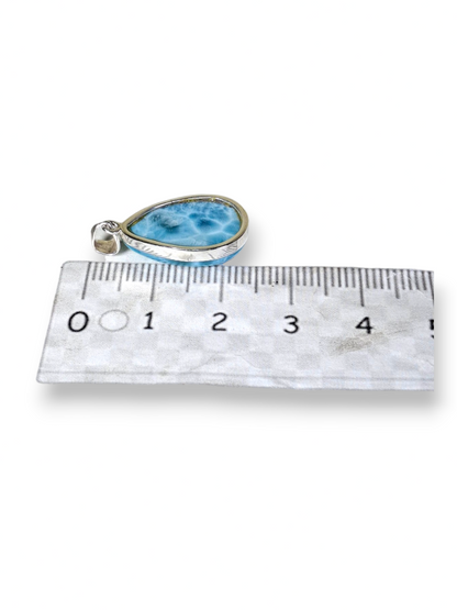 Larimar Pendant Sterling Silver  Natural Dominican Blue Gemstone Handmade