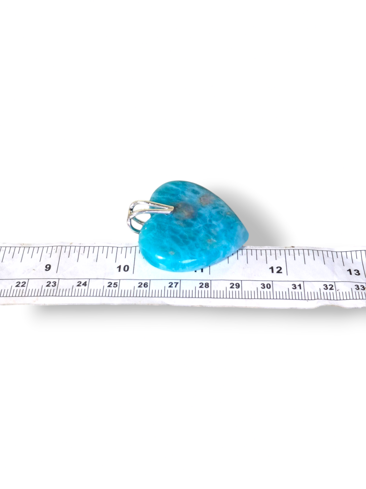 Larimar Heart Pendant Sterling Silver  Natural Dominican Blue Gemstone Handmade