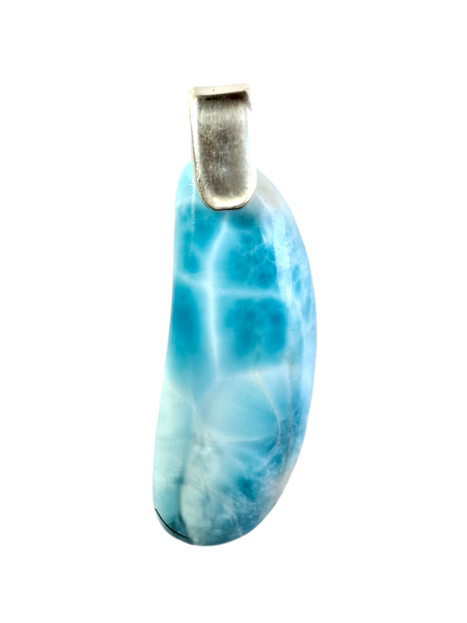 Larimar Pendant Sterling Silver  Natural Dominican Blue Gemstone Handmade