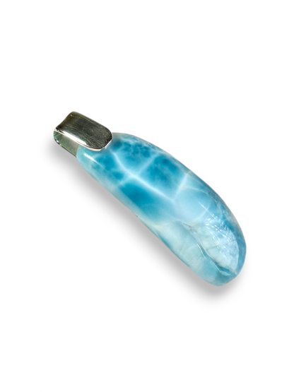 Larimar Pendant Sterling Silver  Natural Dominican Blue Gemstone Handmade