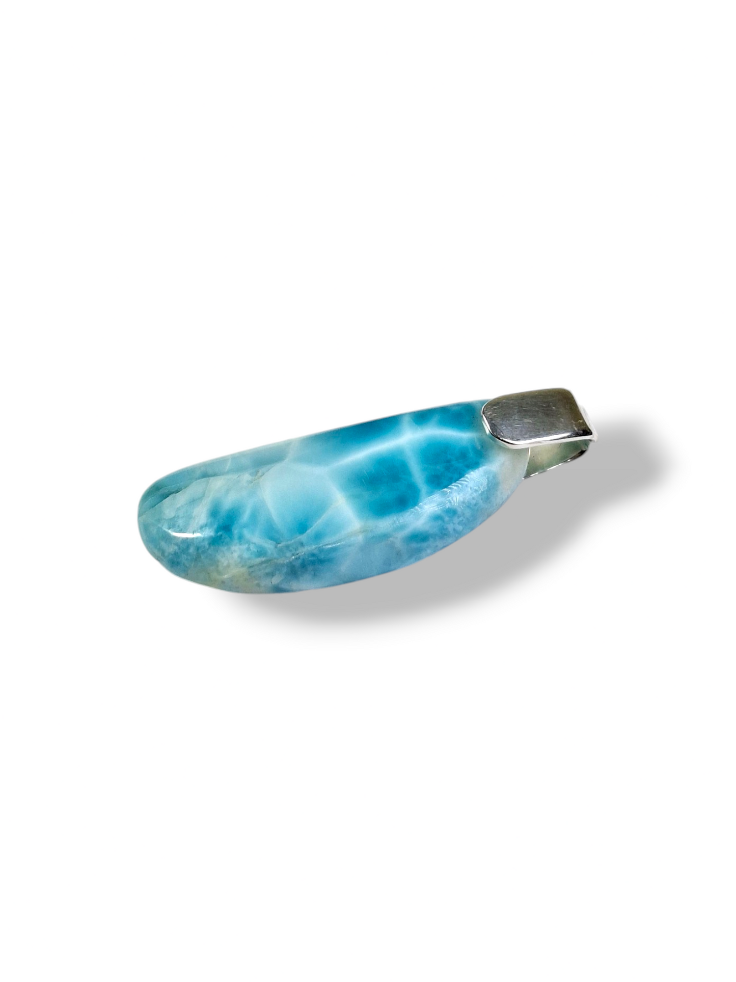 Larimar Pendant Sterling Silver  Natural Dominican Blue Gemstone Handmade