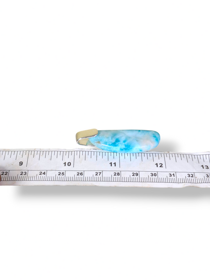 Larimar Pendant Sterling Silver  Natural Dominican Blue Gemstone Handmade