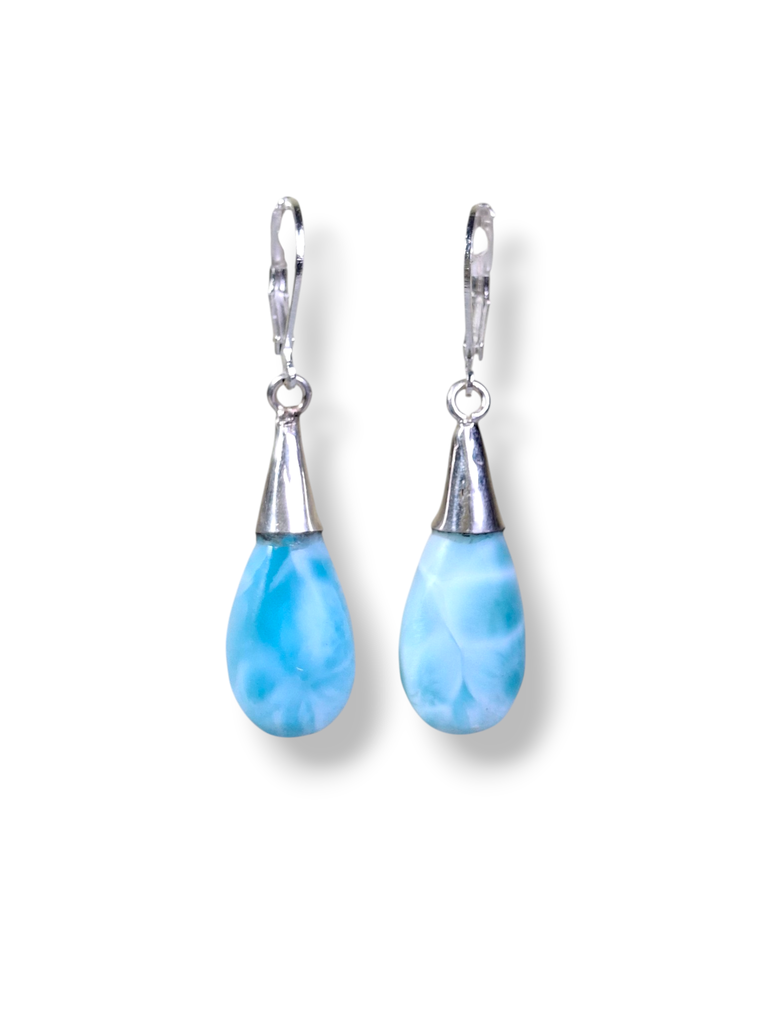 Sterling Silver Nice Blue Larimar Stone Handmade Dangle Earring