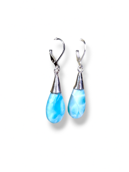 Sterling Silver Nice Blue Larimar Stone Handmade Dangle Earring