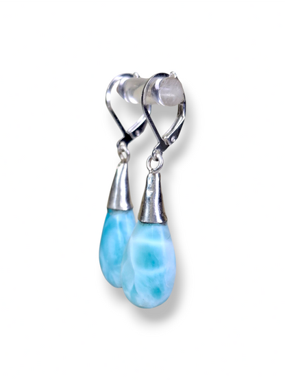 Sterling Silver Nice Blue Larimar Stone Handmade Dangle Earring