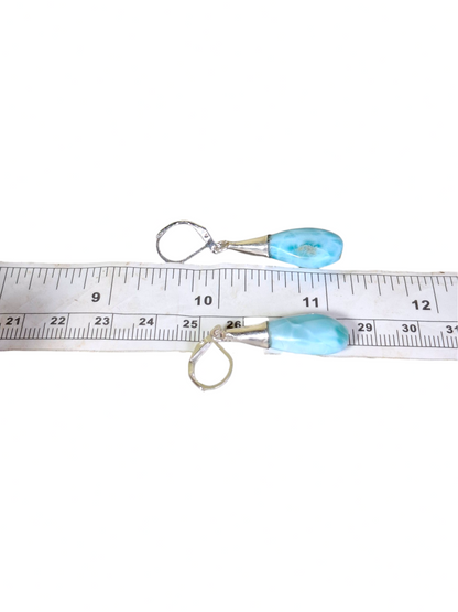 Sterling Silver Nice Blue Larimar Stone Handmade Dangle Earring