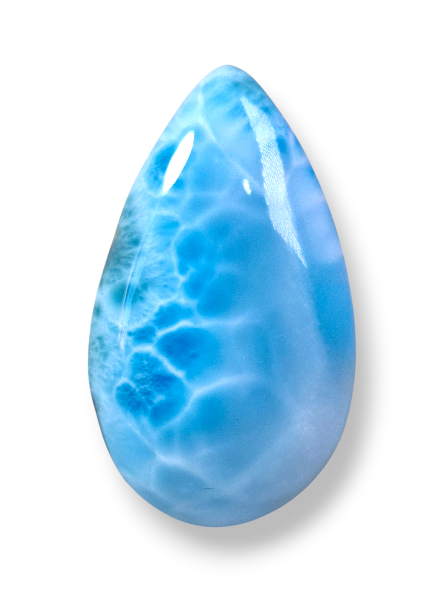 Natural Larimar Loose Cabochon Freeform  91 Carats  Dominican Blue Gemstone Cab